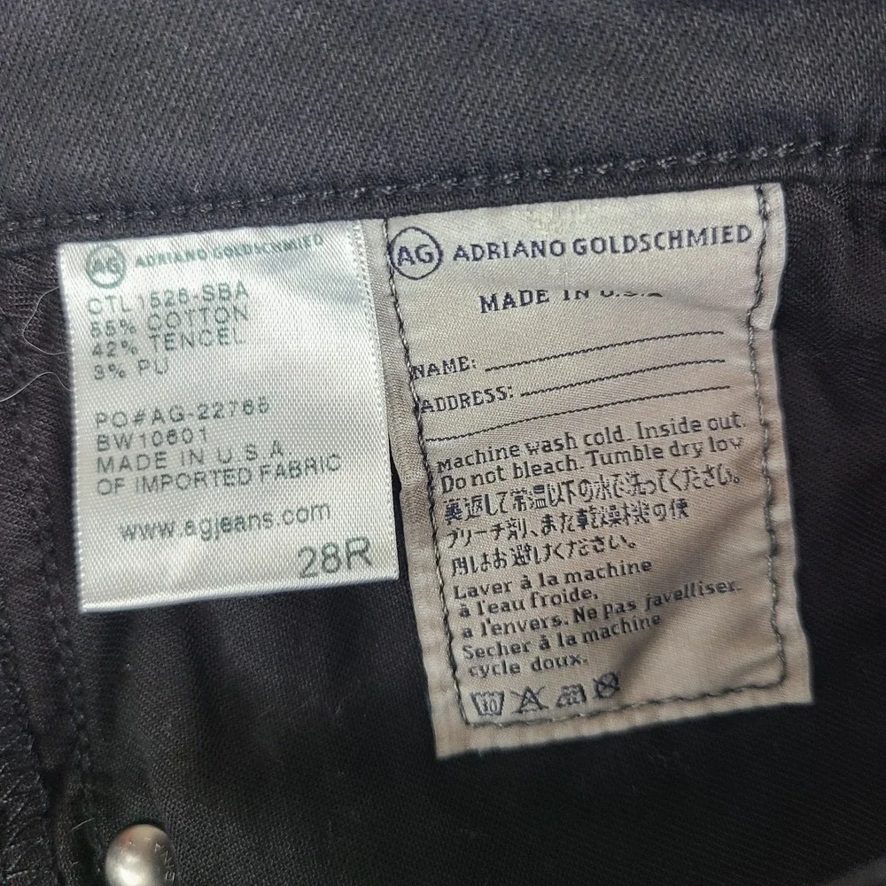 AG Adriano Goldschmied Jeans Womens 28x30 Black Wash The Stella Slim Straight